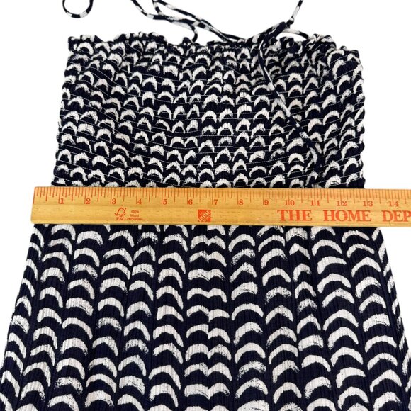 Maeve by Anthropologie Smocked Halter Jumpsuit Romper Size 4 Navy White - Picture 9 of 10